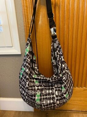 Le Sport sac Black and Green Graphic Hobo weekender Bag